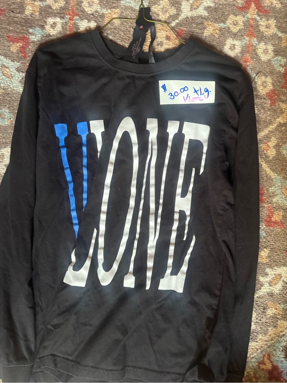 Black 'VLONE' Graphic Long-Sleeve men’s Tee
